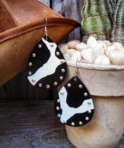 Rhinestone Cowgirl Earrings (Dairy Cow)